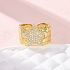 Brass Micro Pave Clear Cubic Zirconia Cuff Rings for Women RJEW-H248-08G-01-2