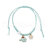 Flower & Elephant Alloy Enamel Charm Bracelets BJEW-JB11696-01-2