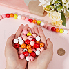 SOFPLATE 180Pcs 6 Colors Painted Natural Wood Beads WOOD-SP0001-08B-3