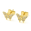 Golden Brass Micro Pave Cubic Zirconia Stud Earrings EJEW-D103-01A-G-1