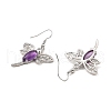 Natural Amethyst Dragonfly Dangle Earrings G-Z033-14P-01-2