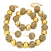 Alloy & Wood & CCB Plastic Round Beaded Necklaces & Dangle Earrings & Bracelets Sets FS-WG87320-01-3