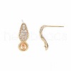 Brass Micro Pave Clear Cubic Zirconia Stud Earring Findings KK-S364-127-3