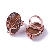 Adjustable Natural Tiger Eye Finger Rings RJEW-F085-B05-2