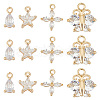 Beebeecraft 12Pcs 3 Style Brass Cubic Zirconia Charms KK-BBC0011-55-1