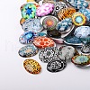 Mosaic Printed Glass Oval Cabochons GGLA-N003-18x25-G-1