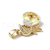 Real 18K Gold Plated Rack Plating Brass Micro Pave Clear Cubic Zirconia Pendants KK-C015-21G-09-2