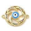 Rack Plating Brass Colorful Cubic Zirconia Vortex Connector Charms KK-K392-08G-01-1