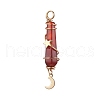3Pcs 3 Styles Natural Carnelian Pointed Copper Wire Wrapped Faceted Bullet Big Pendants PALLOY-JF03573-01-3