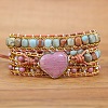 Bohemia Style Heart Natural Rhodochrosite & Shoushan Beads Multi-strand Bracelets FS-WGBC1C4-01-2