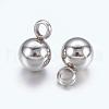 Tarnish Resistant Original Color Ball Charms 304 Stainless Steel Round Pendants X-STAS-E037-1-2