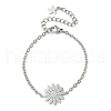 304 Stainless Steel Daisy Link Bracelets BJEW-F500-01P-2