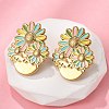 Flower 304 Stainless Steel Stud Earrings EJEW-V016-10G-01-2
