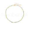 Natural Flower Amazonite Faceted Round Beaded Necklaces for Women JF8893-3