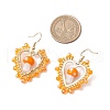 Heart with Mushroom Handmade Lampwork Dangle Earrings EJEW-MZ00450-02-3