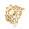 Leaf 304 Stainless Steel Cuff Ring Components STAS-T066-27G-1