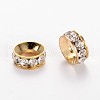 Flat Round Alloy Rhinestone Bead Spacers ALRI-E134-02G-1