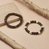 2Pcs 2 Style Cross Natural Wood & Coconut Beaded Stretch Bracelets Set for Women BJEW-JB09317-2