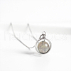 Round 925 Sterling Silver with Natural Moonstone Pendant Necklaces for Women FS-WG25D47-01-5