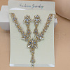 Flower Brass Rhinestone Pendant Necklaces & Stud Dangle Earrings FS-WG58BAB-05-1