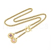 Ion Plating(IP) 304 Stainless Steel Purple Enamel Letter & Eye Pendant Wheat Chain Necklaces STAS-Z102-01G-W-2