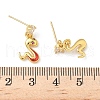 Snake Brass Micro Pave Clear Cubic Zirconin Dangle Stud Earrings EJEW-D318-09G-5