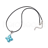 Dyed Synthetic Imperial Jasper & Glass Seed Beaded Star Pendant Black Waxed Cotton Cord Necklaces NJEW-MZ00109-01-4