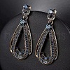 Flat Round with Teardrop Alloy Rhinestone Dangle Stud arrings FS-WG44AEC-01-1