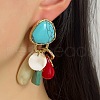 Triangle Alloy Plastic Dangle Stud Earrings EJEW-Q035-01G-3
