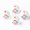 Painted Natural Wood Round Beads X1-WOOD-N006-181-1