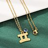 304 Stainless Steel Glass Drill Birth Stone Constellation Pendant Necklaces STAS-D305-08G-C-1