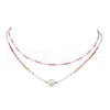 Mother's Day Jewellery Glass Beaded Double Layer Necklaces NJEW-MZ00070-02-2