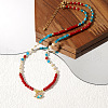 Natural Pearl & Dyed Gemstone Beaded Iron Enamel Evil Eye Charms Necklaces for Women MY1982-2