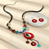 Cube & Ring & Teardrop Bohemian Acrylic Pendant Necklaces & Dangle Earrings Sets FS-WG635C7-01-4