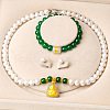 Mother's Day Jewellery Natural Freshwater Pearl Chrysoprase Beaded Necklace & Bracelets & Earrings Sets for Women WGE4EAE-21-1