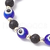 Natural Lava Rock & Handmade Lampwork Beads Stretch Bracelets BJEW-JB11984-02-4