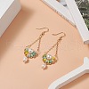 Mother's Day Jewellery Natural Pearl & Glass Teardrop with Flower Dangle Earrings EJEW-TA00222-02-3