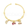 Brass Micro Pave Cubic Zirconia Fruit Charm Bangles for Women BJEW-Z089-01G-01-4