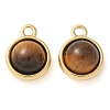 Ion Plating(IP) 304 Stainless Steel with Tiger Eye Charms STAS-Q345-07G-1