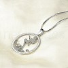 304 Stainless Steel Crystal Rhinestone Ring with Mermaid Pendant Necklaces for Women NJEW-P327-02P-3