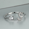 Brass Micro Pave Cubic Zirconia Cuff Rings for Women FS-WGA4C54-45-1