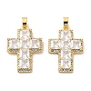 Cross Brass Micro Pave Cubic Zirconia Pendants KK-M325-02G-1