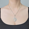 201 Stainless Steel Hollow Teardrop with Sun Pendant Necklace NJEW-OY002-27-2
