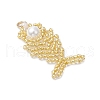 Glass Seed Beaded Fish Pendants PALLOY-MZ00666-04-3