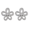 Flower Brass ABS Imitation Pearl Stud Earrings EJEW-M082-07P-3