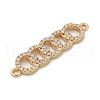 Rack Plating Brass Micro Pave Clear Cubic Zirconia 5 Rings Connector Charms KK-A234-080G-2