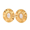 304 Stainless Steel Natural White Shell Stud Earrings EJEW-Z103-01G-02-4