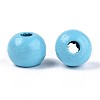 Spray Painted Round Natural Schima Wood Beads WOOD-A018-6mm-09-2