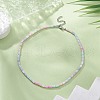 Glass Rectangle Beaded Necklace NJEW-JN04328-2