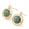 Dyed Synthetic Turquoise Half Round Dangle Stud Earrings EJEW-B027-01G-01-1